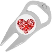 Heart Medical Cancer Golf Ball Marker Divot Repair Tool Bottle Opener