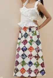 NWT Anthropologie TINY Patchwork MIDI Skirt size Xs $198