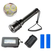 1Set 25000Lm T6 Torch Light Underwater Max 100m LED Scuba Diving Flashlight IPX8