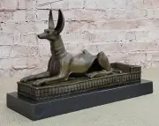 Anubis Jackal Dog Egyptian Decor God Mythology Bronze Sculpture Statue Figure