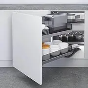 Galley Magic Corner Pull Out Kitchen Storage - Smoked Glass - Fits 900mm Blind Corner - Left Opening