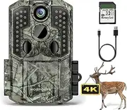 WOSPORTS Trail Camera,48MP 4K 0.2S Trigger Motion Activated,Game Hunting Camera with Night Vision IP66 Waterproof 2.0''LCD 120°Wide Cam Lens for Outdoor Scouting Wildlife Monitoring Home Security