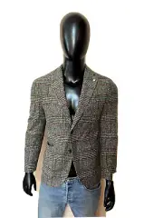 Luigi Bianchi Mantanova Gary Brown Plaid Jacket Blazer Size US 42R (EU52R) NWT