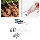 10x Stainless Steel Barbecue Skewers Flat Needle BBQ