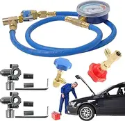 Automotive AC Recharge Kit – Heavy-Duty R-134a Refrigerant Refill System | Leak Detection UV Dye, Pressure Gauge, Quick-Connect Hose, Ideal for Car, Truck, Van, Air Conditioning Maintenance, Cool