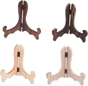 IMIKEYA 4PCS Display Stand for Plates Easel Rack Pine Burned Pine Paulownia Burned Paulownia Colors for Home Parties Shops Elegant Curved Design for Photos Artwork Collectibles