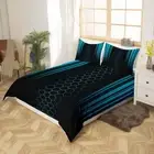 Duvet Cover Set Full Size, Geometric Hexagon Bedding Set 3pcs for Kids Boys