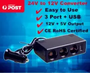 Vehicle DC Voltage Converter Step down 24V to 12V Car Truck Inverter 5V USB