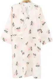 [ECHERY] Women's Summer Cotton Kimono Robes Floral Pajamas Khan Steamed Bathrobe Yukata