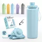 600ml Collapsible Water Bottles Leak Proof BPA Free Foldable Silicone Travel Cup