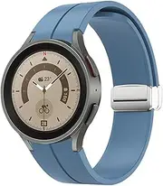 [SUPENG] Strap Compatible with Samsung Watch 4/5 40 44mm Watch 5 Pro 45mm Band Silicone Magnetic Buckle Compatible with Galaxy Watch 4 Classic 42 46mm (Color : Silver Blue, Size : Galaxy Watch 5 40mm)