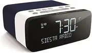 Pure Siesta Rise Bluetooth Clock Radio (Digital Radio, DAB and FM Radio Alarm Clock, Bluetooth, USB, AUX, Sleep Timer, Alarm Function, CrystalVue Display, 20 Station Memories), Blue