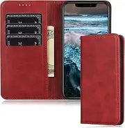 FROLAN for iPhone 12 Mini Wallet Case with Card Holder, Premium PU Leather Credit Slot Flip Folio Book Drop Protection Shockproof Phone Cover for iPhone 12 Mini 5.4 Inch - Wine Red