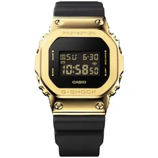 CASIO G-SHOCK 經典方框 奢華黑金電子腕錶 GM-5600G-9