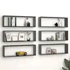 NNEVL Wall Cube Shelves 6 pcs High Gloss Black 80x15x26.5 cm Chipboard