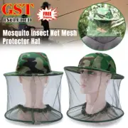 AU 2Pcs Mosquito Insect Head Net Mesh Protector W/ Hat Fly Bee Fishing Camping
