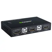 AM-KM201 2 Port 4K 30Hz HD KVM Switch Box Video Display USB Switcher Splitter for 2 PC PS4 Sharing Printer Keyboard Mouse