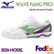 Mizuno Badminton Shoes WAVE FANG PRO White/Green/Purple 71GA2100 00 Unisex NEW!