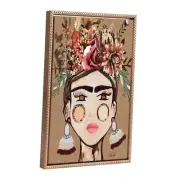 Sylvie Beaded Warm Frida Vintage Framed Canvas Wall Art by Inkheart Designs,