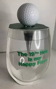 Two’s Company. The 19th Hole Is My Happy Place. Wine Glass and Bottle Cork.