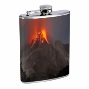 Volcanoes D7 Flask 8oz Stainless Steel Hip Drinking Whiskey