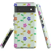 For Google Pixel 6 Case, Shielding Back Cover,Colourful Flowers
