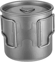 DONFAMDS Portable Titanium Teacup with Foldable Handle Insulated Camping Mug with Lid Drinkware for Outdoor Hiking Picnic and Travel Versatile Titanium Cookware for All Scenarios