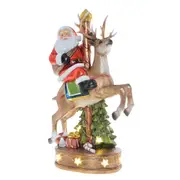 Gibson Gifts Glossy Santa On Reindeer LED Home/Room Tabletop Decor 33x19cm