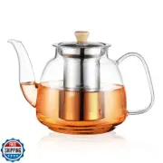 CNGLASS Glass Teapot with Removable Infuser 1100ml(37.5oz),Clear Tea Kettle S