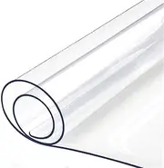 (60cm x 120cm , Clear Color) - Table Protector Kitchen Dining Room Wood Furniture Cover Clear Plastic Tablecloth Cover Mat Wipeable Easy to Clean Wooden Desk Protective Pad PVC Vinyl Coffee Side Tabletop Protection 60cm 120cm