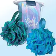 Bath Shower Pouf Large Mesh Sponge Loofah Ball 75g - Body Scrubber - Ocean Spa Rich Lather - Cleansing and Exfoliating (2-Pack 75g Ocean)