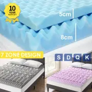 Memory Foam Mattress Topper 7Zone Matress Protector Pad Single/Double/Queen/King