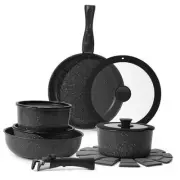 15Pcs Pots and Pans Set Non Stick, Cookware Sets with 15 Pieces Black