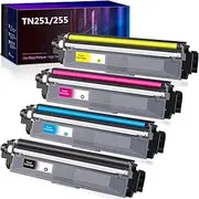 4 Pack TN251 TN255 Toner Cartridge Compatible with Brother HL3170CDW MFC9330CDW MFC9340CDW MFC9140CDN(1BK,1M,1C,1Y)