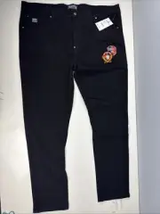 Born Fly Premium Jeans Men's 44 Black Straight Leg Denim Workwear Born Fly Patch