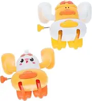 TOYANDONA 2pcs Vintage Wind Up Chicken Clockwork Jumping Chick Duck Interactive Animal Party Favors for Classroom Engagement Stimulates Curiosity and Hand Eye Coordination