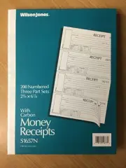 Hardcover Book Money Receipt 8-1/2" x 11" Numbered, 3 Part, Carbon - NEW!