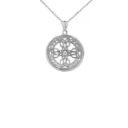 Celtic Knot Cross Shield Pendant Necklace in Sterling Silver (Small)