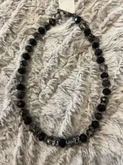 Napier Black Beaded Collar Necklace