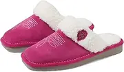 [ARIAT] Women's Jackie Square Toe Warm Soft Suede Leather Indoor Outdoor Slippers with Plush Collar, Berry Pink, 7, Very Berry Pink, 7