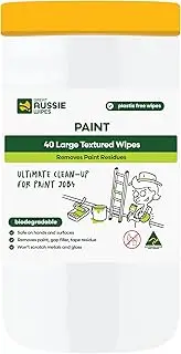 Great Aussie Wipes 40 Large Textured Paint Wipes for Painter, Artists & DIYers Cleanup – Gentle on Hands, Glass, Metal & Surfaces – Removes Paint, Fillers & Tape Residue