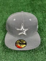 Houston Astros MLB New Era 59FIFTY Fitted Cap 7 1/2 Grey White Old Logo Y2K
