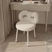 Sarkoyar Vanity Stool, Bowknot Backrest Makeup Chair with Adjustable Foot Pads, Armless Dressing Chair, Girls Bedroom Vanity Seat, Living Room Side Table Chair Makeup Vanity Chair White
