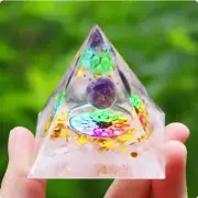 Crystals Stone Orgone Pyramid Energy Generator Natural Amethyst Peridot O