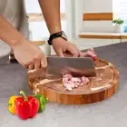 Round Wooden Chopping Block 11.02inch Pizza Board for Bread Cheese Meat