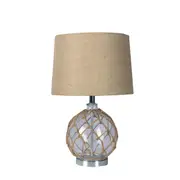 Zoe Round Glass Base with Natural Fibre Net Table Lamp