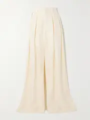 [Ralph Lauren Collection] Ralph Lauren Collection - Greer Habotai Wide-leg Pants - Beige - US8 US 8 Neutrals