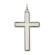 Sterling Silver Oxidized Cross W/ Prayer On Back Pendant