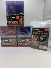 Ultra Pro 3X4 Gold Rookie 75pt Toploaders 3 Packs of 25 AND 100 THICK SLEEVES