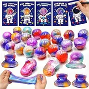 28 Pack Valentines Day Gifts for Kids, Valentines Galaxy Slime with Valentines Cards Kids Stress Relief Fidget Set Valentines Day Gifts for Kids School Classroom Exchange Party Favors Supplies